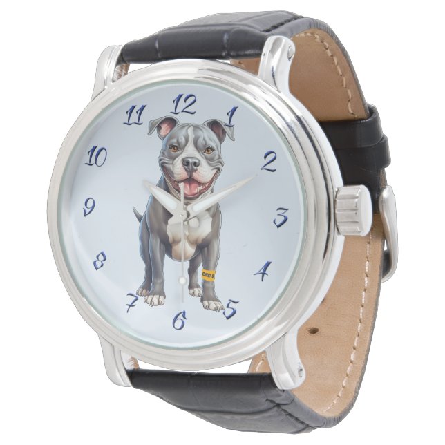 Staffordshire Bull Terrier Watch for Men Armbanduhr (Schrägansicht)