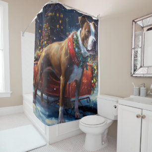 Staffordshire Bull Terrier Weihnachtsfest Duschvorhang