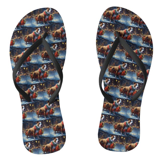 Staffordshire Bull Terrier Weihnachtsfest Flip Flops (Fußbett)