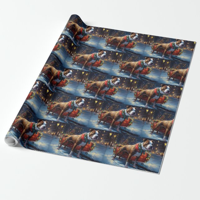 Staffordshire Bull Terrier Weihnachtsfest Geschenkpapier (Ungerollt)