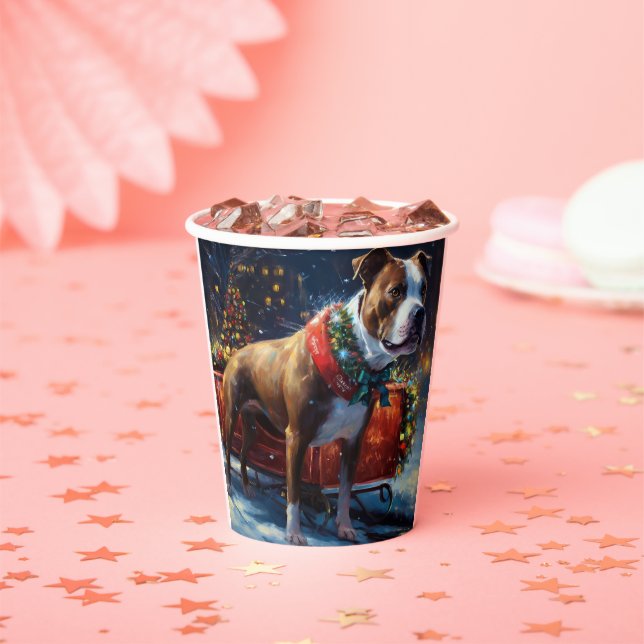 Staffordshire Bull Terrier Weihnachtsfest Pappbecher (Insitu)