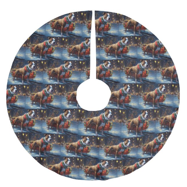 Staffordshire Bull Terrier Weihnachtsfest Polyester Weihnachtsbaumdecke (Vorderseite)
