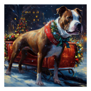 Staffordshire Bull Terrier Weihnachtsfest Poster