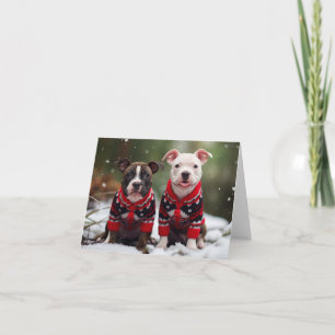 Staffordshire Bull Terriers Christmas Card Karte
