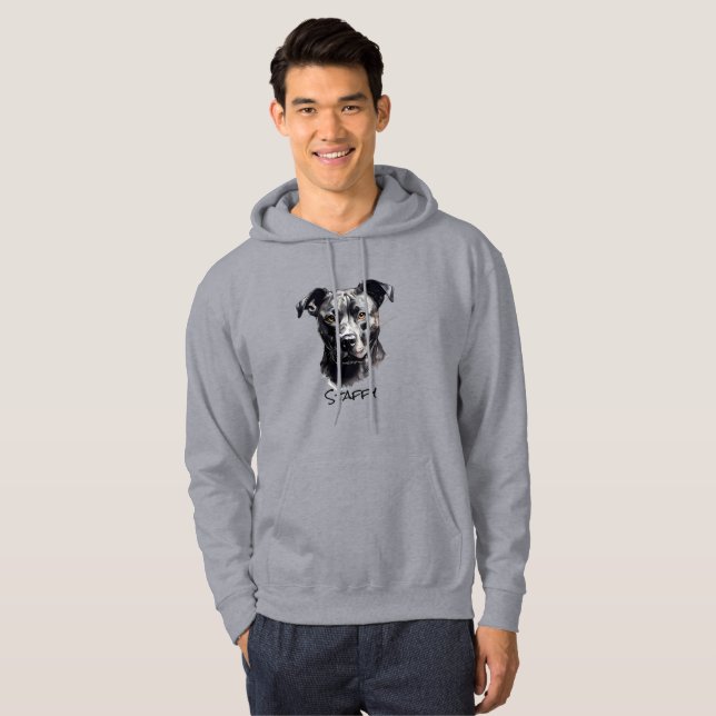 Staffordshire Bullschrecker B&W Silhouette Hoodie (Vorne ganz)