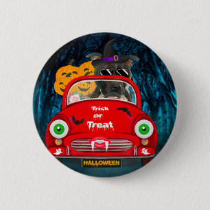Staffordshire Dog Driving Car Beängstigend Hallowe Button