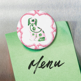 Staffordshire Dog Opt 1 in Pink and Green Magnet