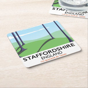 Staffordshire England Train Poster Rechteckiger Pappuntersetzer