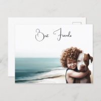 Staffordshire Pitbull & Boy Keepake Postkarte