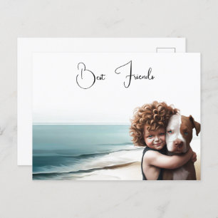 Staffordshire Pitbull & Boy Keepake Postkarte