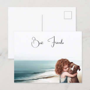 Staffordshire Pitbull & Girl Keepake Postkarte