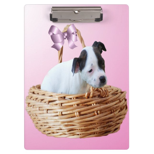 Staffordshire Puppy In A Basket,   Klemmbrett (Vorderseite)