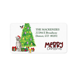 Staffordshire Terrier and Christmas Tree Adressaufkleber