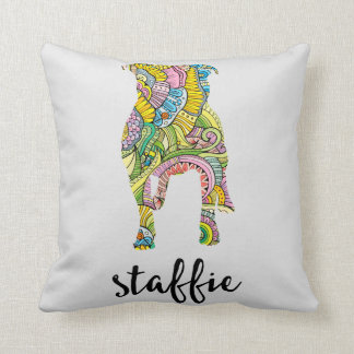 Staffordshire-Terrier-Blumenmuster-Silhouette Kissen
