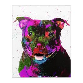 Staffordshire Terrier Colorful Pop Art Acryl Wandkunst