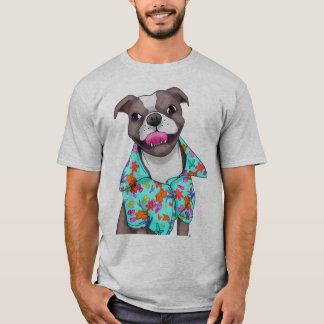 Staffordshire-Terrier im hawaiischen Hemd T-Shirt