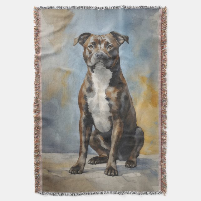 Staffordshire Terrier Portrait Decke (Vorderseite Vertikal)