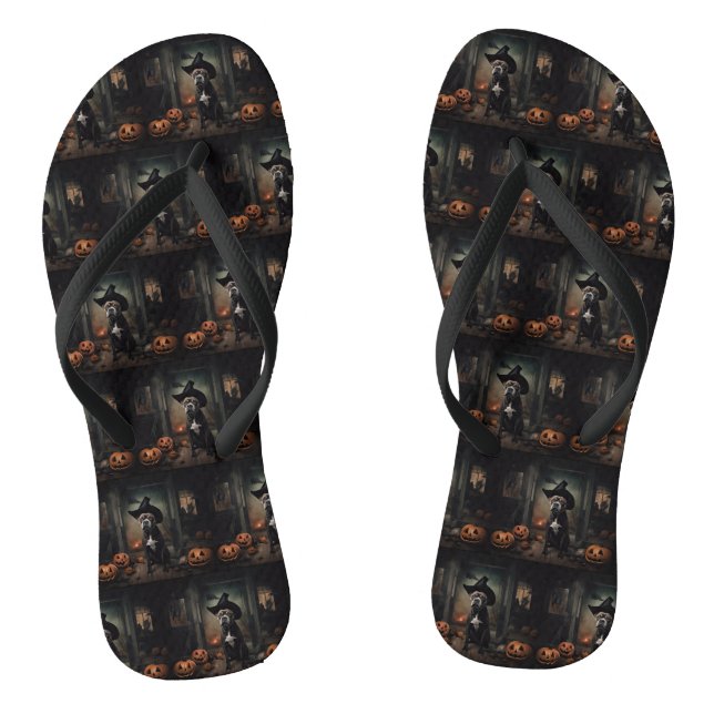 Staffordshire Terrier Pumpkins Halloween Beängstig Flip Flops (Fußbett)