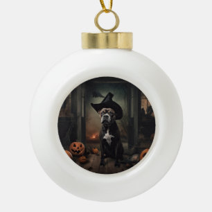 Staffordshire Terrier Pumpkins Halloween Beängstig Keramik Kugel-Ornament