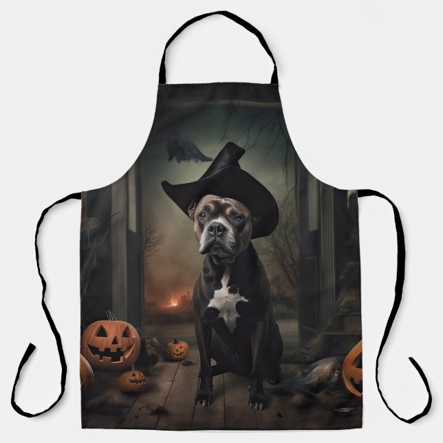 Staffordshire Terrier Pumpkins Halloween Beängstig Schürze (Vorderseite)