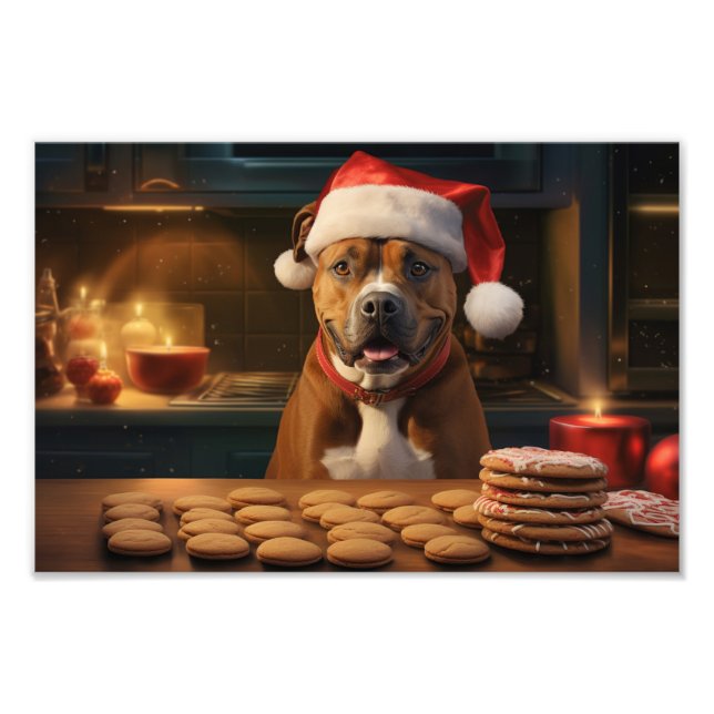 Staffordshire Terrier Weihnachtskekse Urlaub Fotodruck (Vorne)