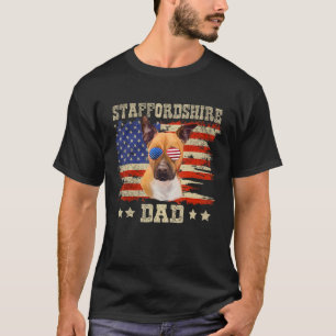 Staffordshire Vater Merica American Flag Dog Men J T-Shirt