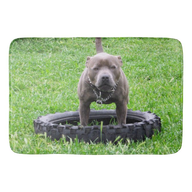 Staffy Bull Terrier Time to Play, Badematte (Vorderseite)