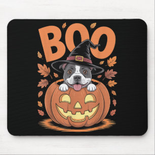 Staffy Costume Pumpkin Halloween Staffordshire Bul Mousepad