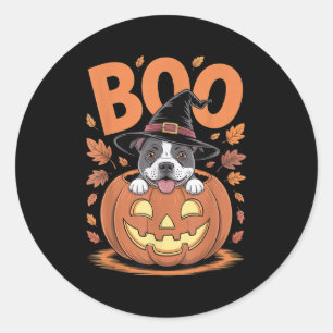 Staffy Costume Pumpkin Halloween Staffordshire Bul Runder Aufkleber