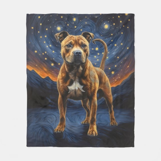 Staffy Dog Künstlerisch Fleecedecke (Vorderseite)