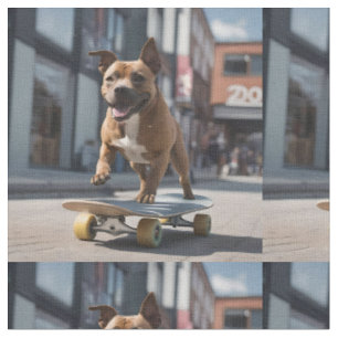 Staffy fährt auf einem Sakeboard, Stoff