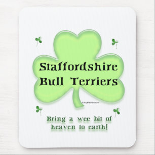 Staffy Heaven; Staffordshire St. Patrick's Day Mousepad