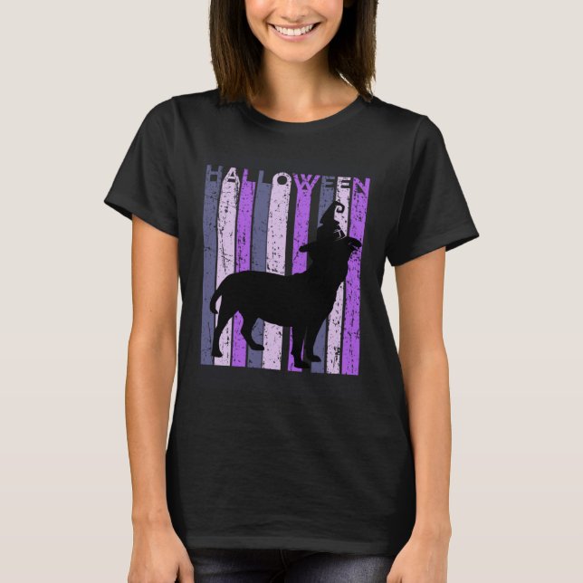 Staffy Witch Hat Halloween Spooky Creepy Lila, abe T-Shirt (Vorderseite)