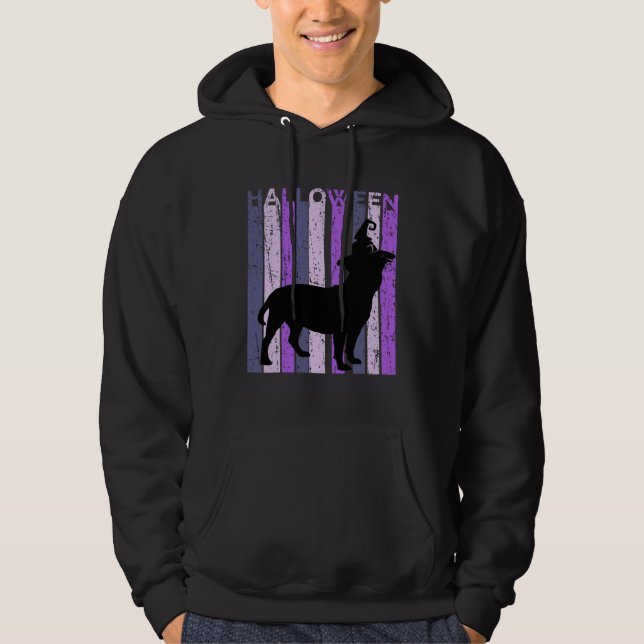 Staffy Witch Hat Halloween Spooky Creepy Purple Bu Hoodie (Vorderseite)