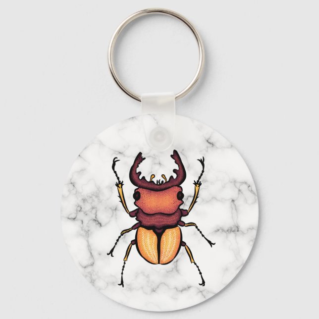 Stag Beetle QR Code Insektenkunst Entomologie Schlüsselanhänger (Vorderseite)