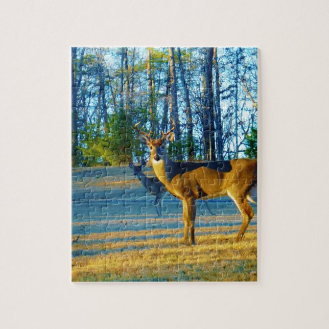 Stag / Buck Deer, hellblauer Himmel Puzzle (Vertikal)