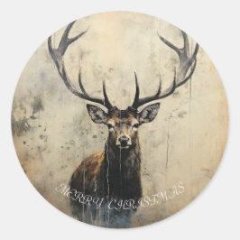 Stag Christmas Runder Aufkleber