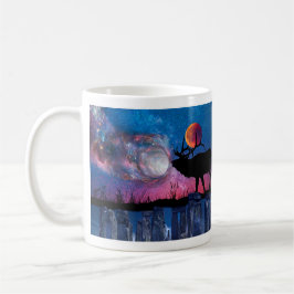 Stag Cradling Herbstmond in der mystischen Tasse d