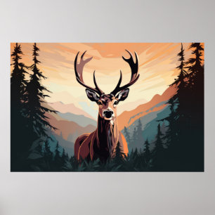 Stag Deer Animal Jungle Nature Wilderness Poster