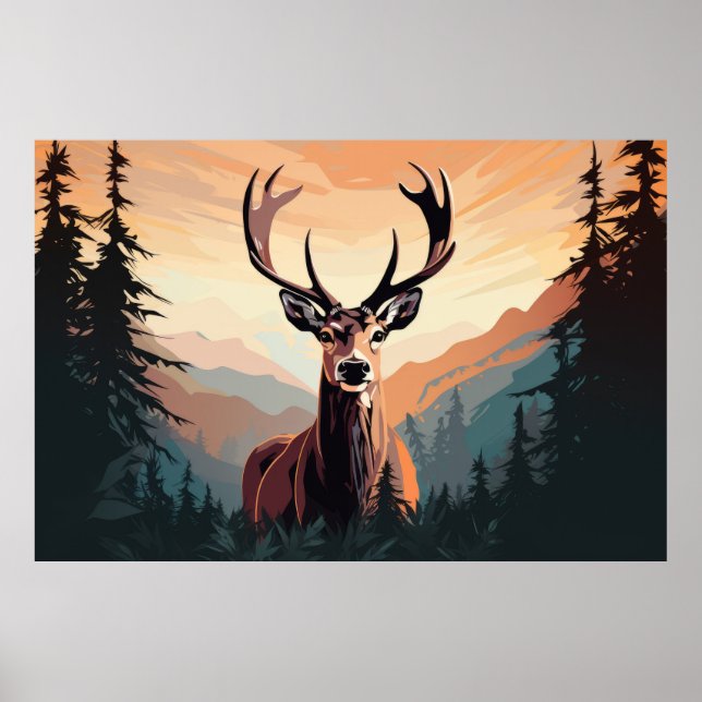 Stag Deer Animal Jungle Nature Wilderness Poster (Vorne)