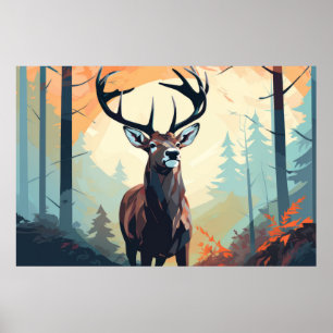 Stag Deer Animal Jungle Nature Wilderness Poster