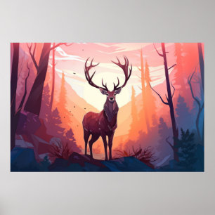 Stag Deer Animal Jungle Nature Wilderness Poster