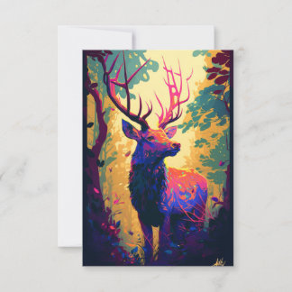 Stag Deer Animal Portrait Painting Wildlife Forest Dankeskarte