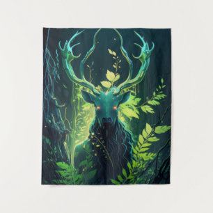 Stag Deer Animal Portrait Painting Wildlife Forest Wandteppich