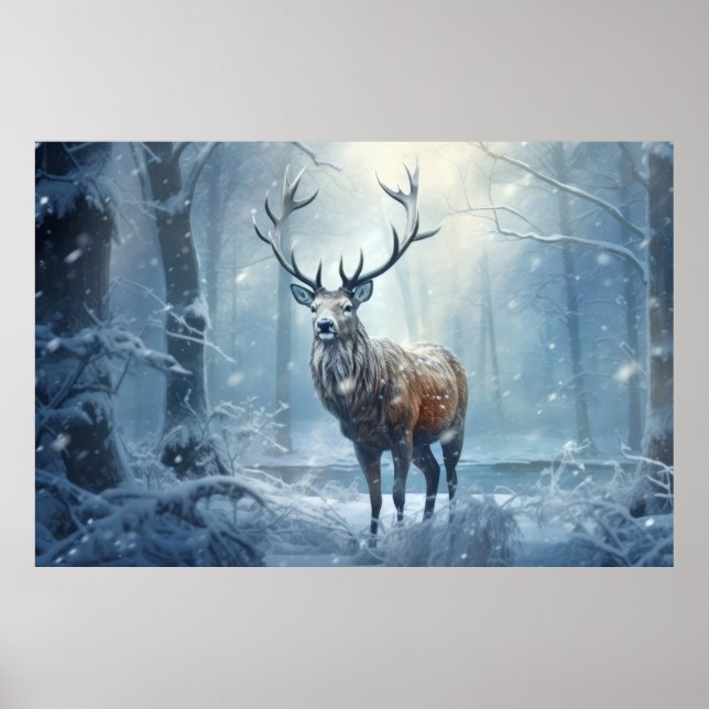 Stag Deer Animal Wildlife Wilderness Kunst, Dichtu Poster (Vorne)