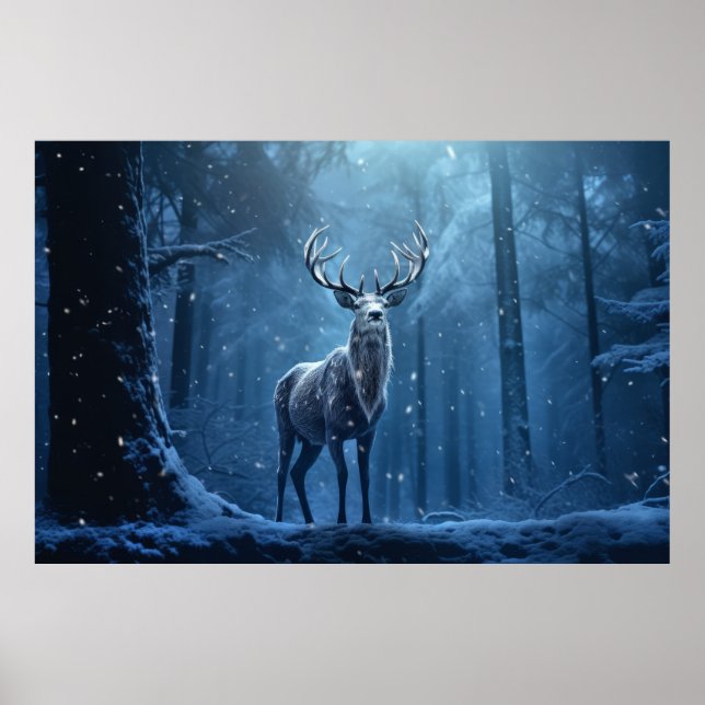 Stag Deer Animal Wildlife Wilderness Kunst, Dichtu Poster (Vorne)