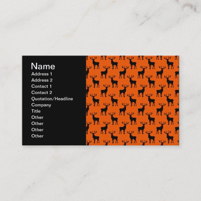Stag Deer on Bright Orange Visitenkarte (Vorderseite)