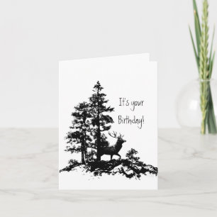 Stag Deer Tree Forest Animal Masculine Geburtstag Karte