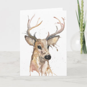 Stag Deer Watercolor Card Feiertagskarte