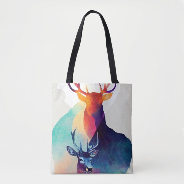 Stag Deer Wild Nature Tierfarben Malerei (Vorderseite)